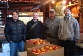 Fulvio, Dave, Steve, and Alex at Lazy-J Tree farm 