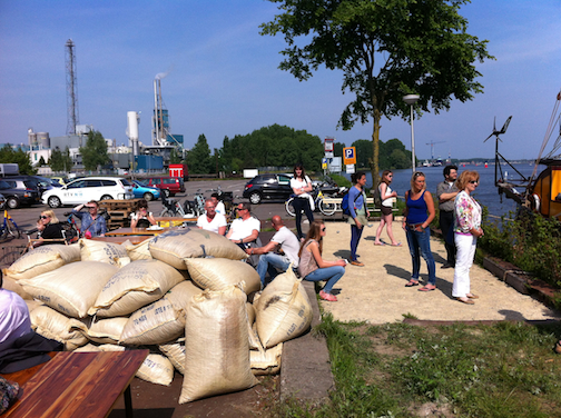 Cacao from the Caribbean, courtesy Tres Hombres, with natural gas refinery in background