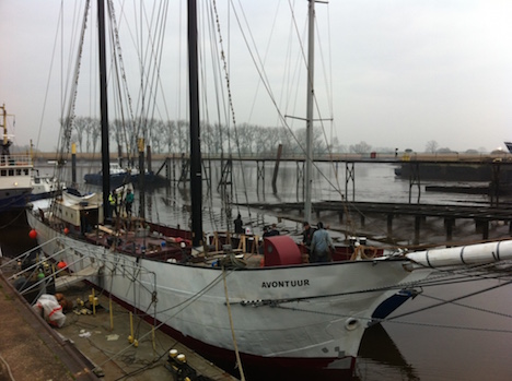 Timbercoast project's Avontuur, Elsfleth, Germany, bound for South Seas cargo sailing/photo J Lundberg