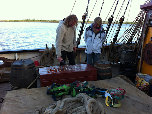The sail transported rum must flow to celebrate another leg of the journey