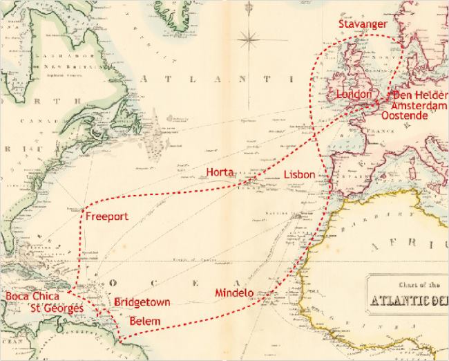 Tres Hombres 2013-2014 route