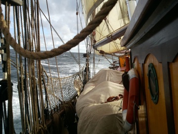 Plunging and bobbing along at 9 knots in the North Sea