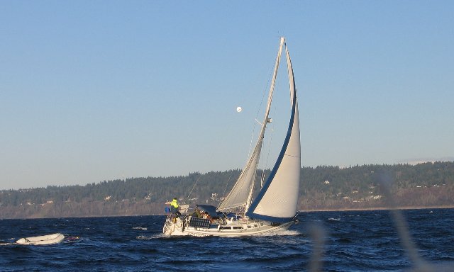 S/V Soliton, Fulvio Casali, crossing Puget Sound from Port Madison to Shilshole Bay. Photo by Dan Karten